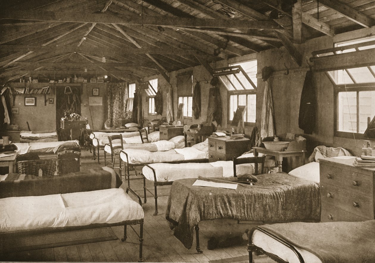 Um dos quartos, Donington Hall, ilustração dos prisioneiros alemães na Grã-Bretanha (fotogravura) de English Photographer