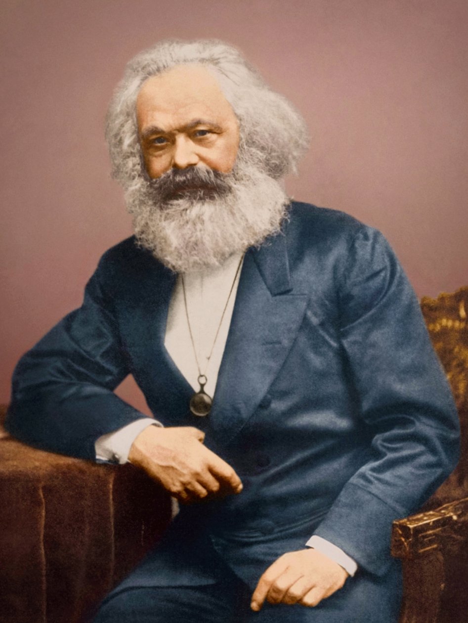 Retrato de Karl Marx num fato azul (foto) de English Photographer