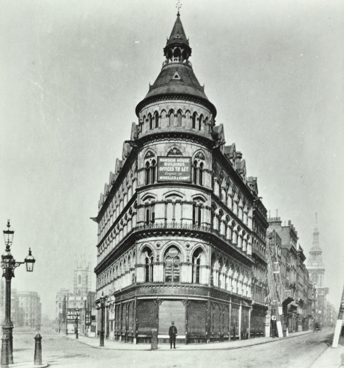 Queen Victoria Street, Casa da Mansão Rua da Avicultura e Queen Victoria Street, Londres, 1880 de English Photographer