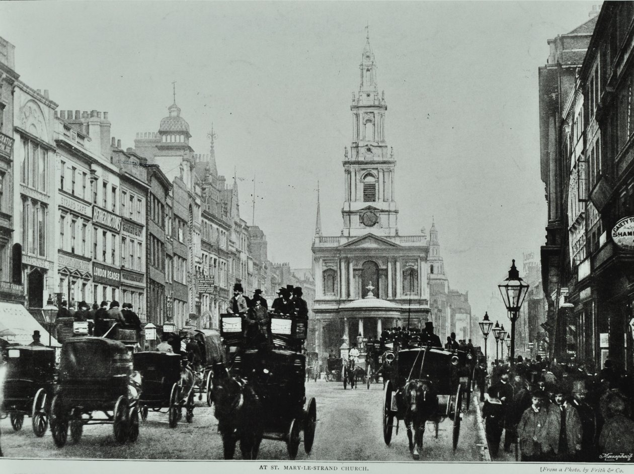 Saint Mary-le-Strand, Strand, Westminster LB: olhando para o leste para Saint Mary-le-Strand, 1895 de English Photographer