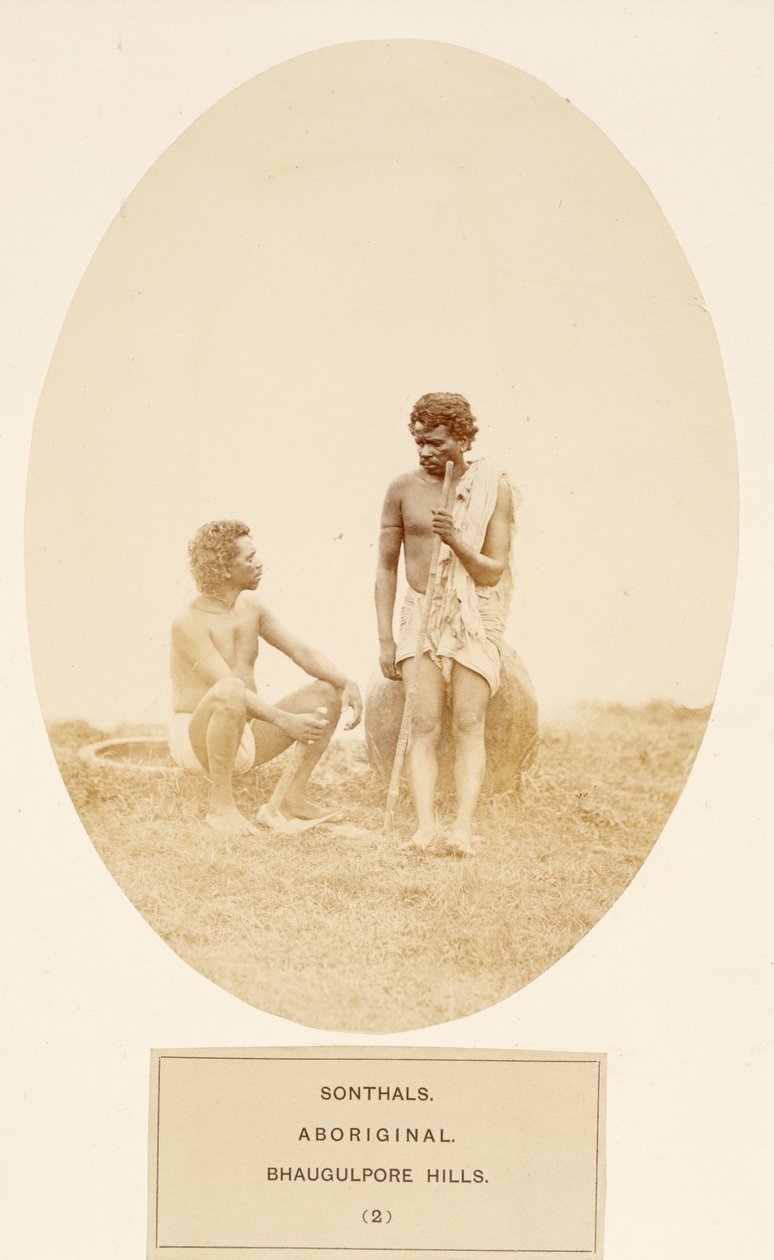 Sonthals, Aboriginal, Bhaugulpore Hills, de The People of India, por J. Forbes Watson, publicado em 1868 (impressão de albume) de English Photographer