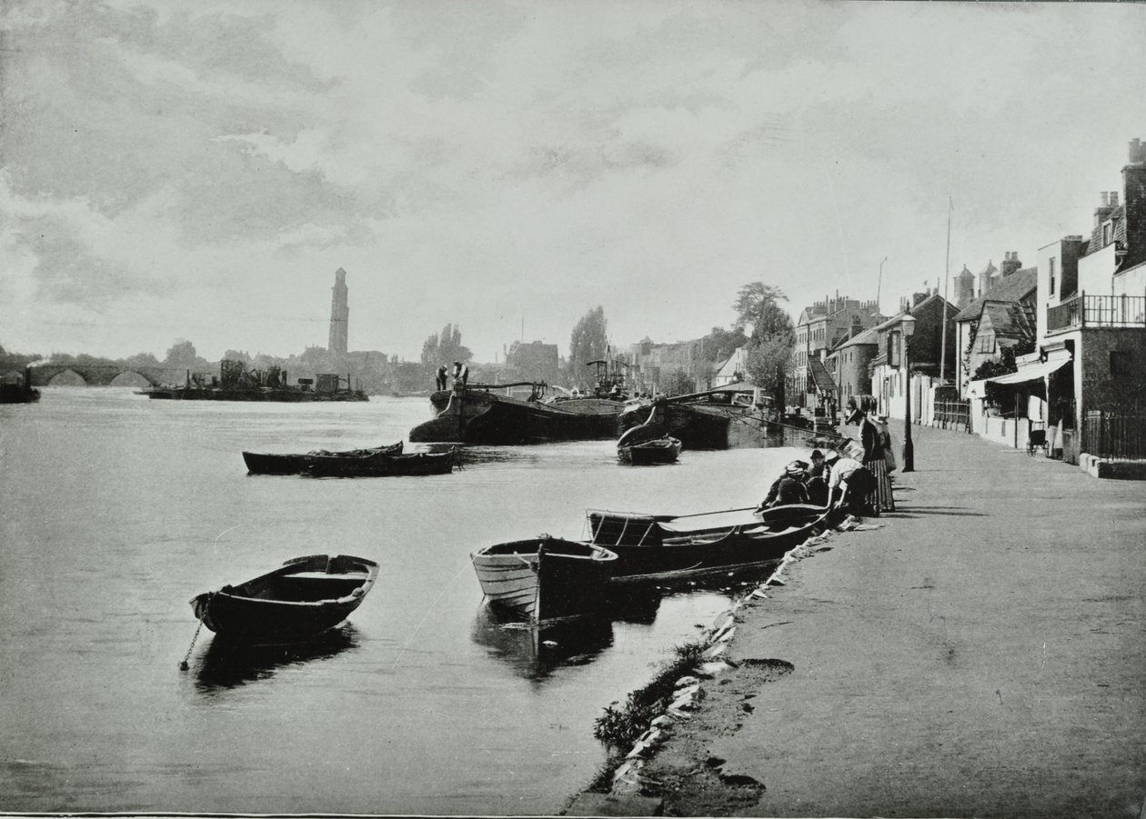 Strand-on-the-Green, Hounslow: visão geral, 1895 de English Photographer