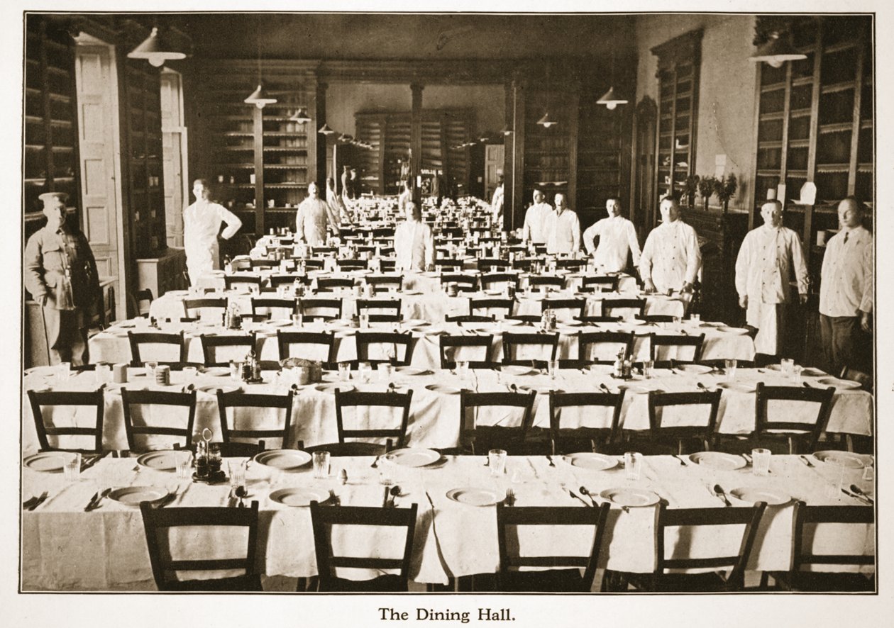 O salão de jantar, Donington Hall, ilustração de prisioneiros alemães na Grã-Bretanha (fotogravura) de English Photographer