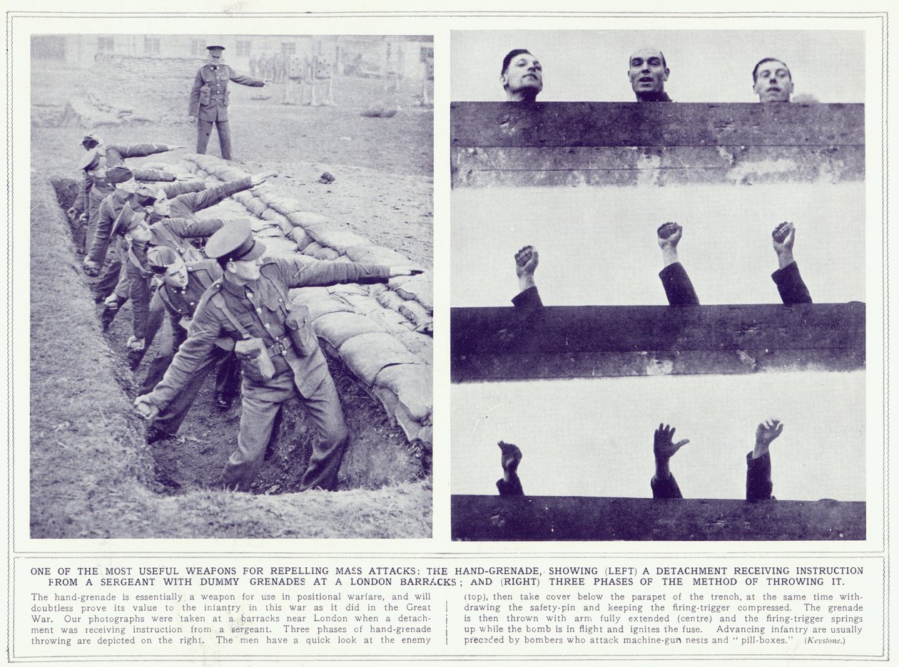 The Hand Grenade, do The Illustrated War News, publicado em 22 de novembro de 1939 de English Photographer