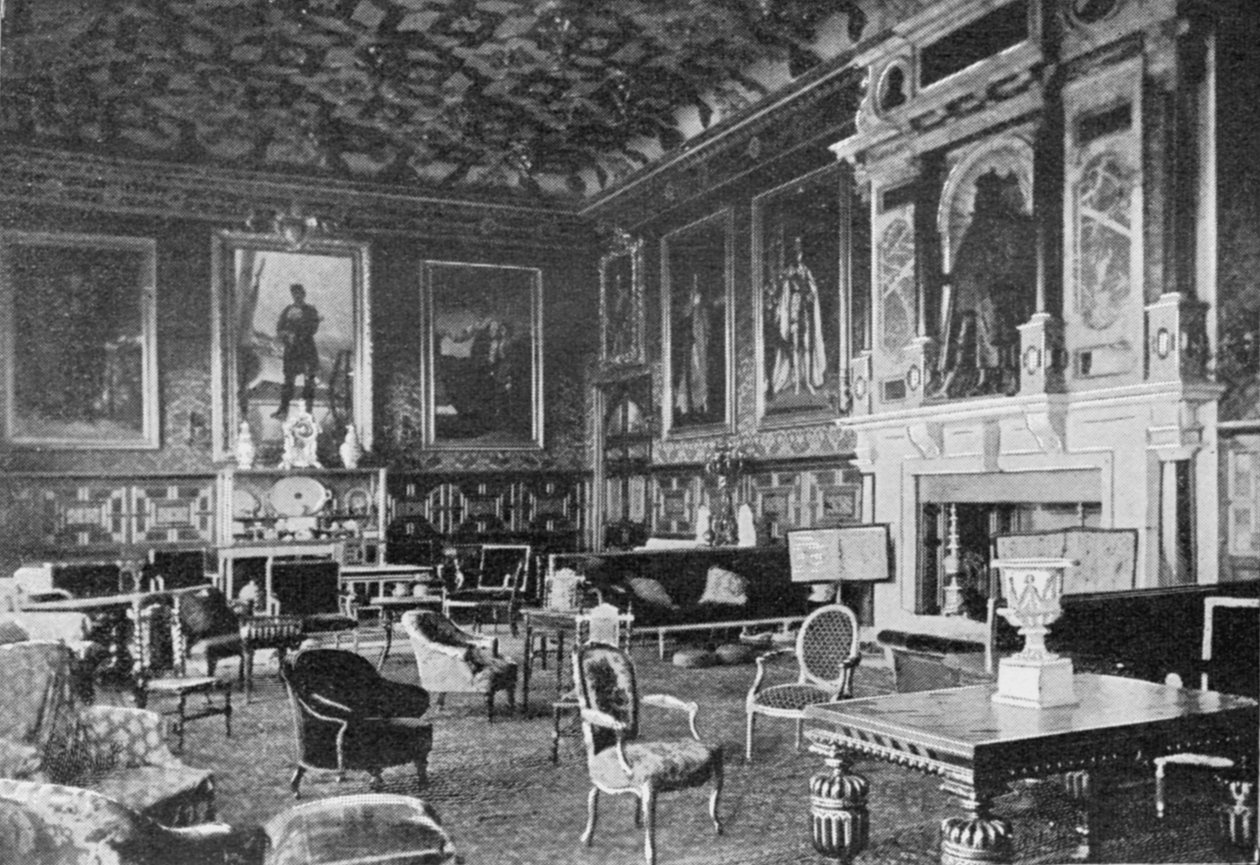O James I sala de desenho, Hatfield House, publicado em The Graphic, 19 de julho de 1902 de English Photographer