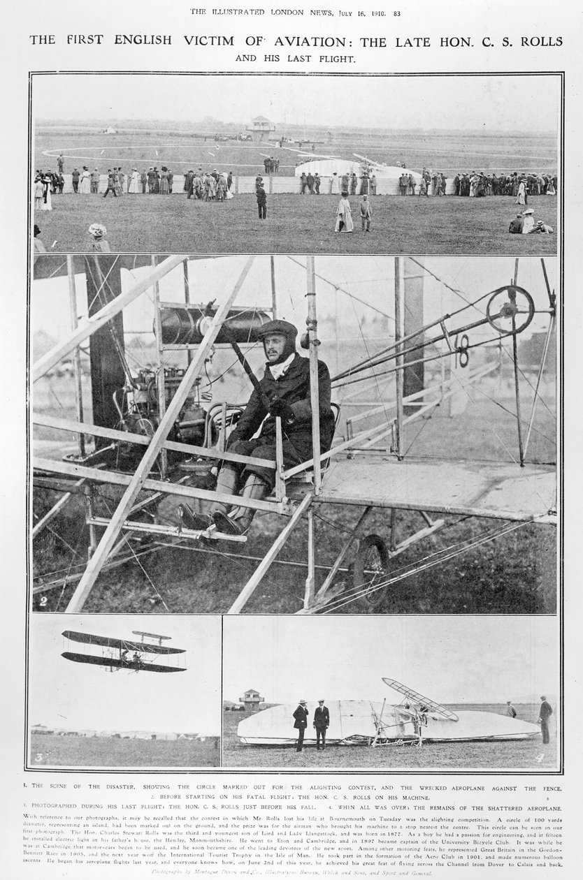 A primeira vítima inglesa da aviação: o Hon. CS Rolls e seu último voo, de The Illustrated London News, 16 de julho de 1910 de English Photographer