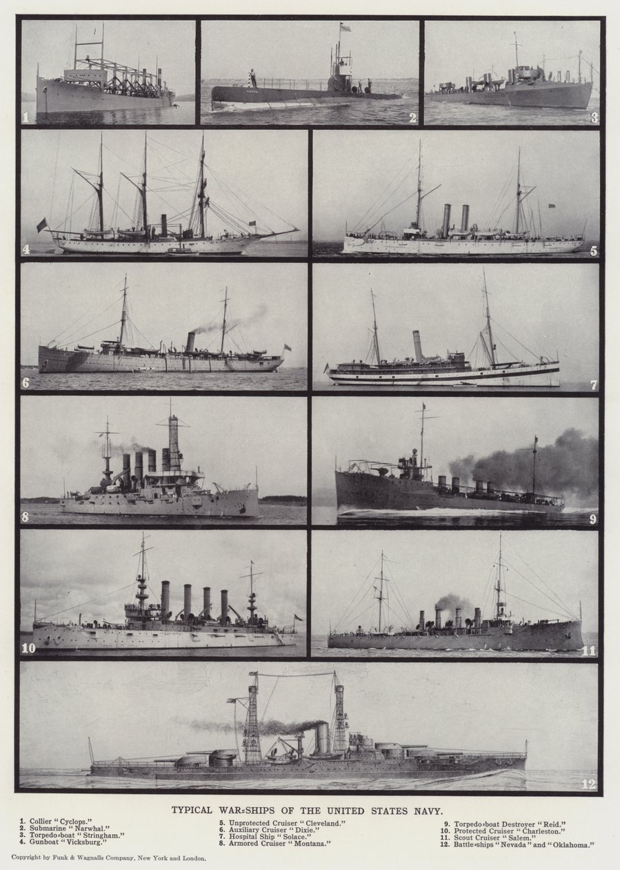 Navios de guerra típicos da Marinha dos Estados Unidos (fotografia a preto e branco) de English Photographer