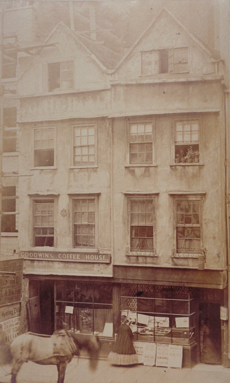 Vista da Casa de Café Goodwins, Rua Aldersgate, c.1880 (impressão em sépia) de English Photographer