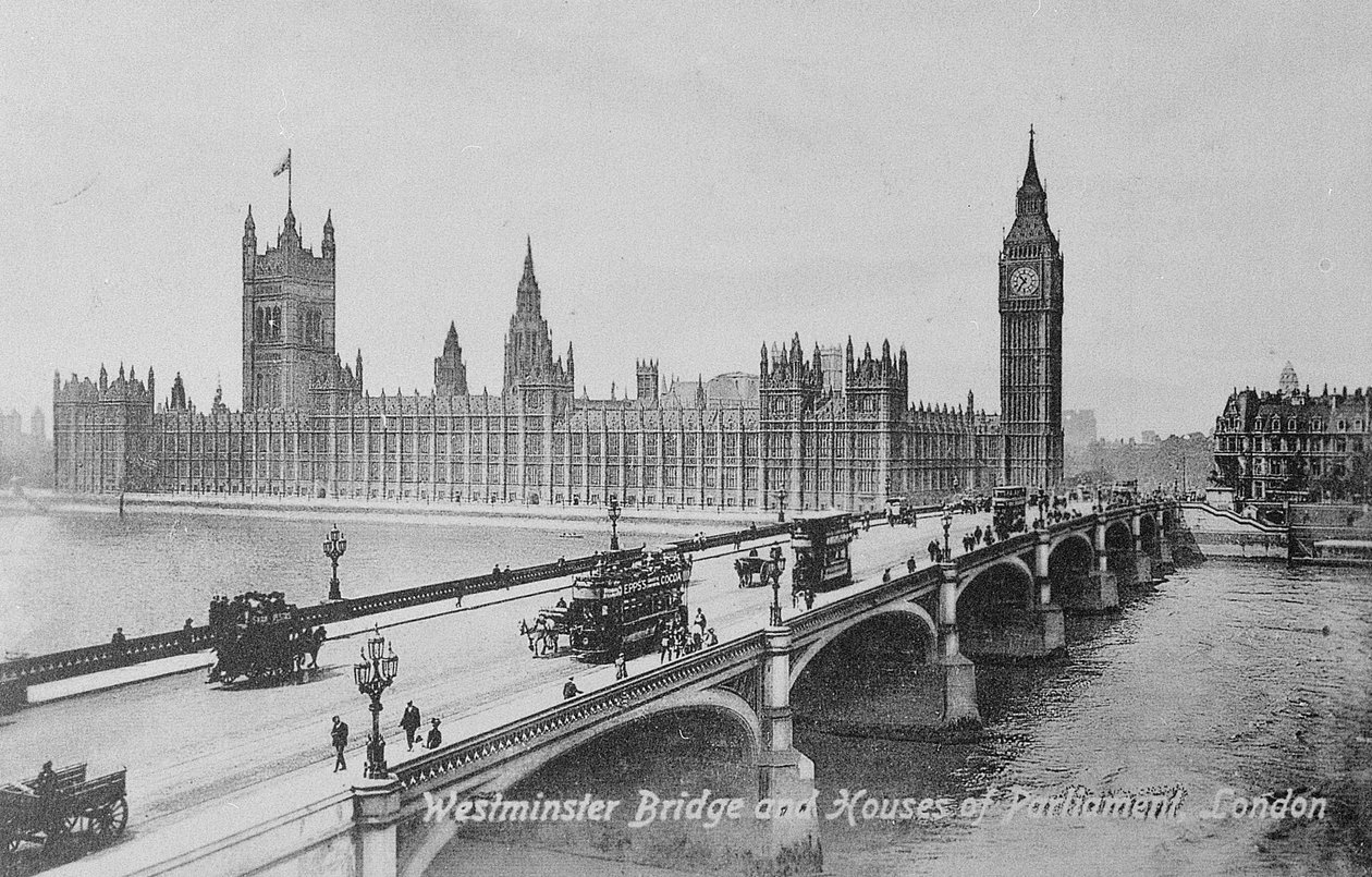 Ponte de Westminster e as Casas do Parlamento, c.1902 de English Photographer