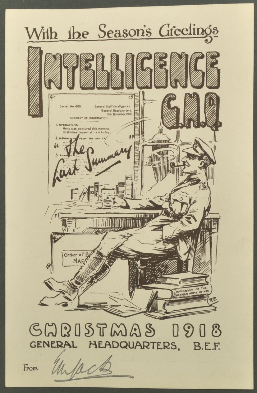 Com as saudações Seasons, Inteligência GHQ, Natal 1918 de EM Jack, 1918 de English Photographer