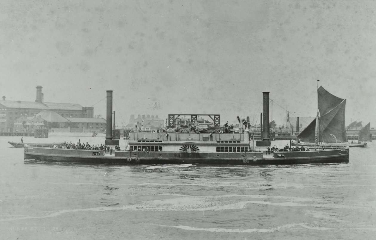 Balsa de Woolwich: balsa no rio, 1896 de English Photographer