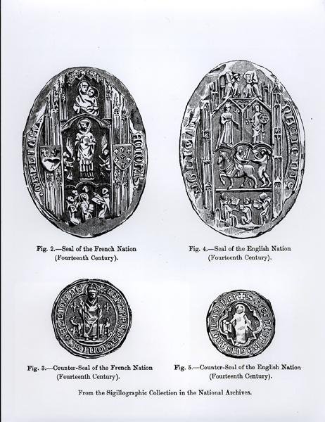 Selos das Nações Francesa e Inglesa do século XIV, ilustração de &39;Ciência e Literatura da Idade Média e do Renascimento&39;, escrita e gravada por Paul Lacroix de English School