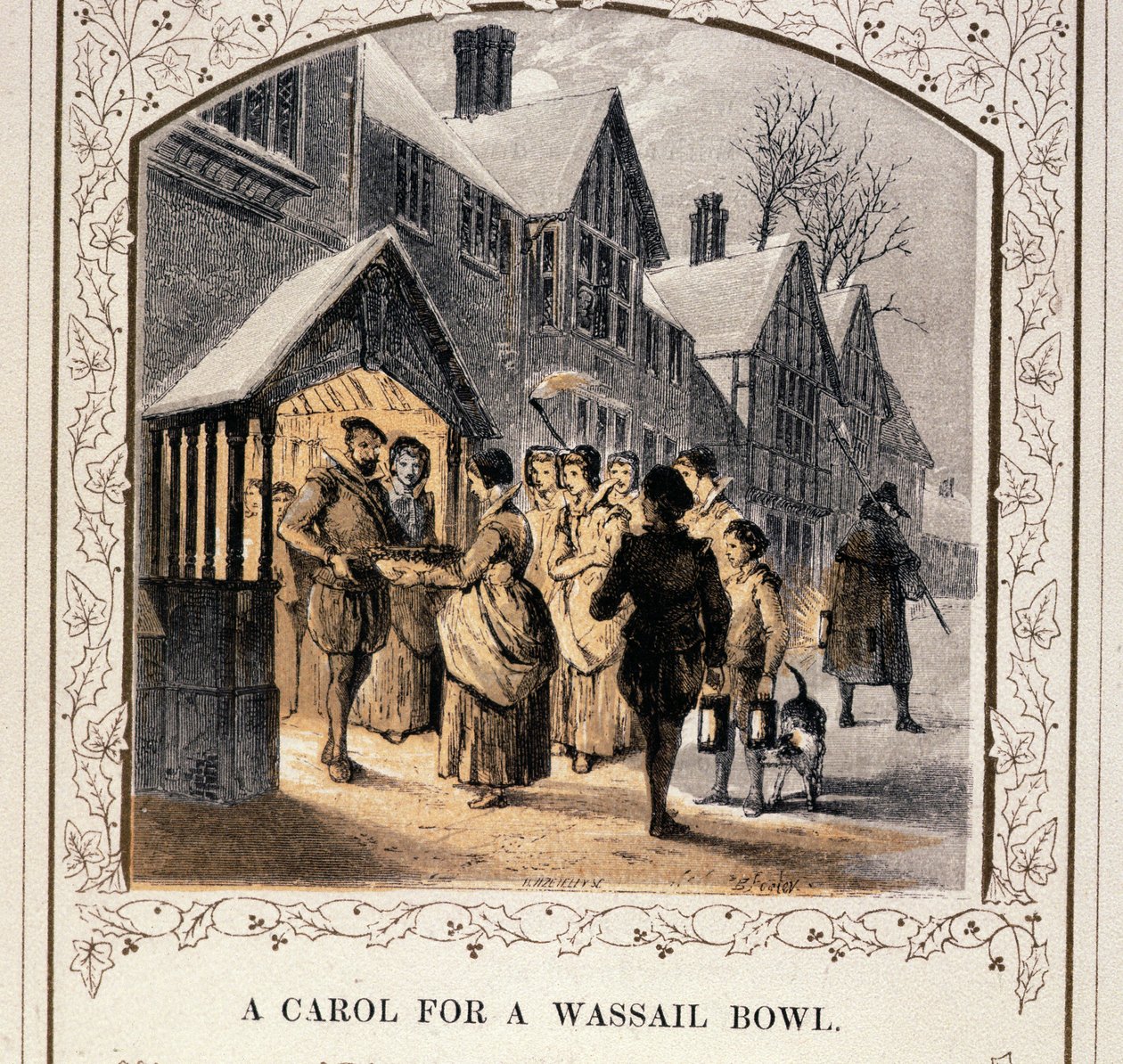 Uma canção de natal para uma bacia de Wassail, 1840s de English School