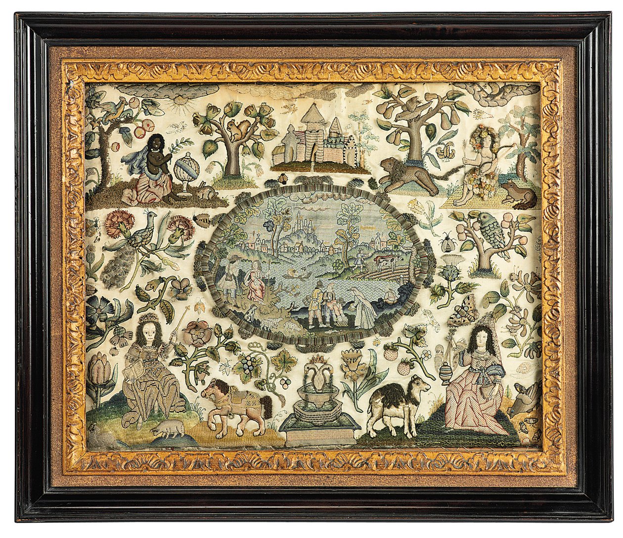 Uma gravura de Charles II da África e do Novo Mundo, c.1660-70 de English School