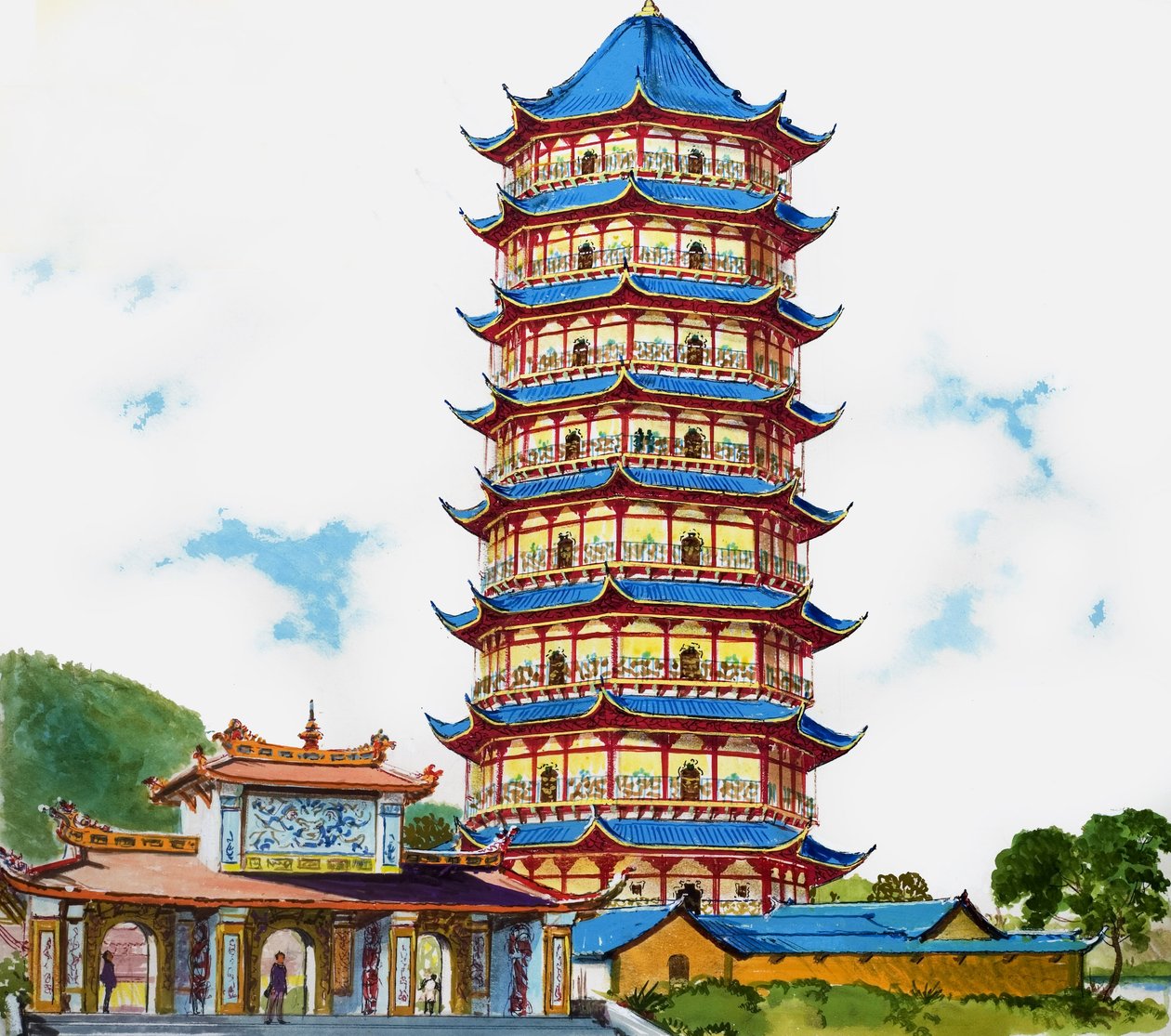 Um pagode chinês, ilustração de "Treasure" (Tesouro) de English School