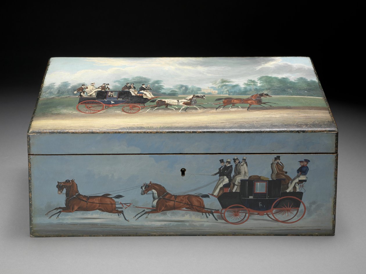 Uma caixa de charutos pintada com cenas de estampas de Taglioni, c.1840 (óleo sobre madeira frutífera) (veja 285536 para ver de trás) de English School
