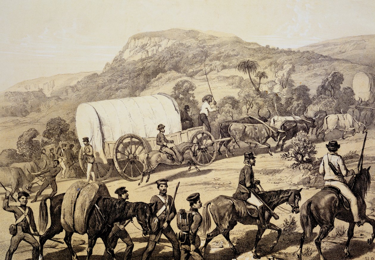 Um comboio de vagões, de cenas em Kafirland e incidentes na guerra do Kafir de 1851-53 de English School