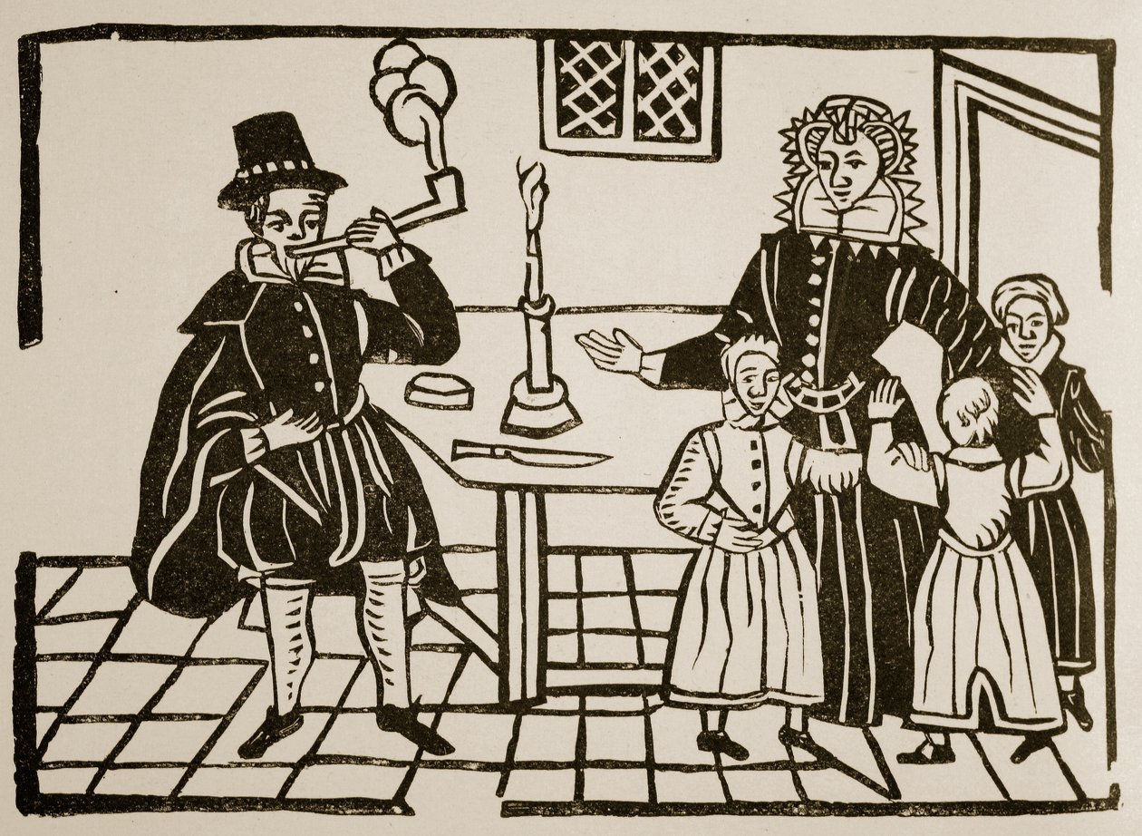Um grupo familiar, início do século XVII (foto sépia) de English School