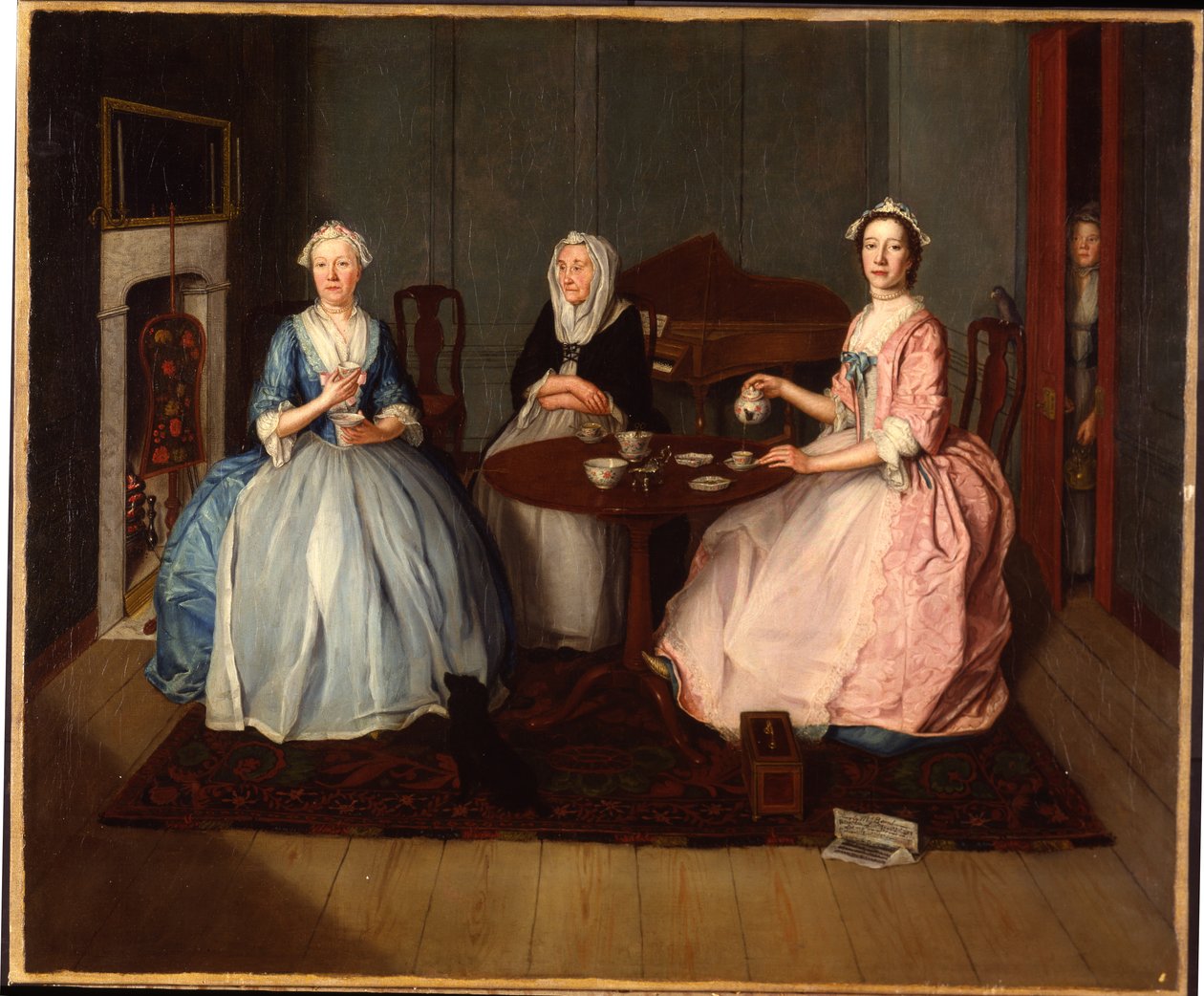 Uma família em um interior tomando chá, c.1740 de English School