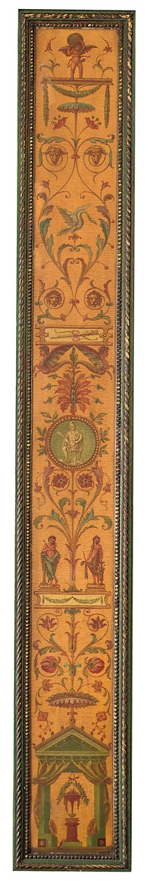 Uma estante de livros em estilo George III, c.1880 (madeira de cor dourada, verde e policromada) de English School