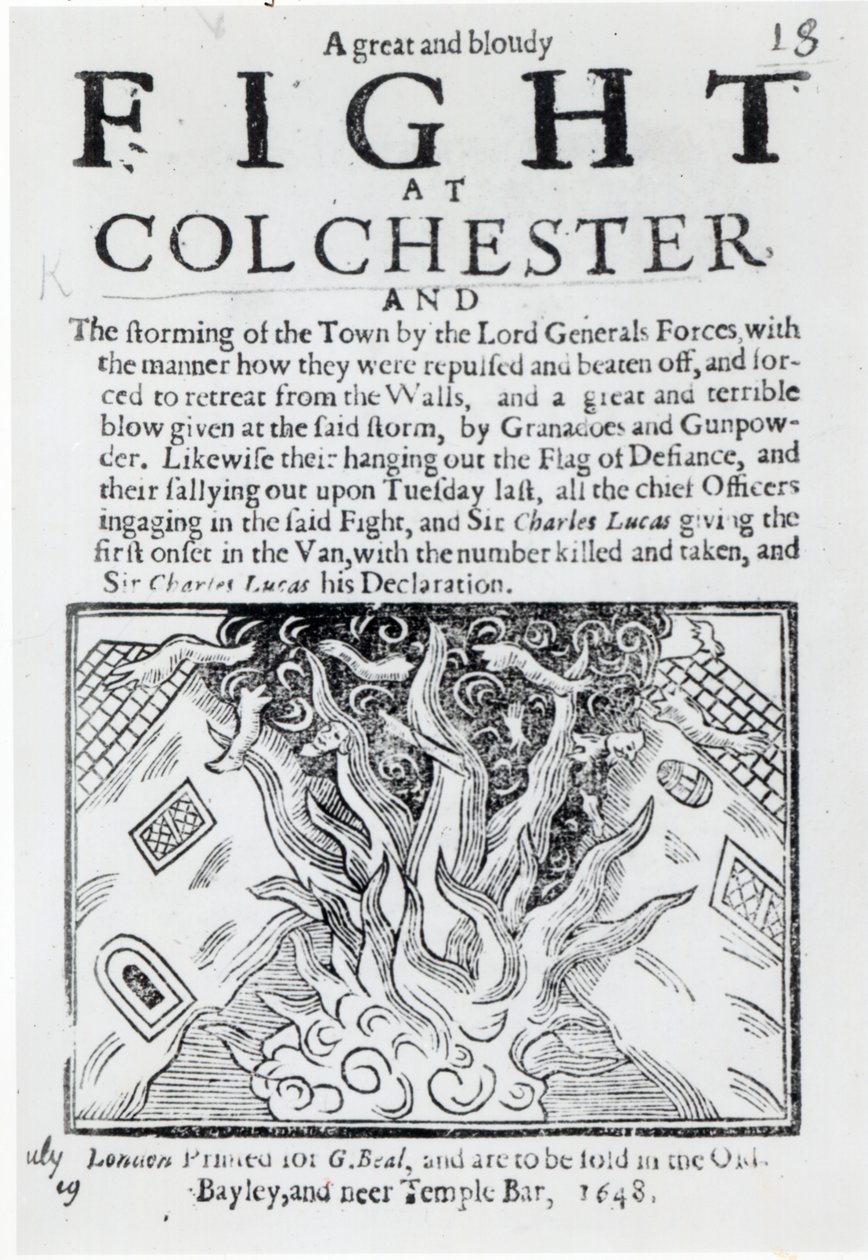 Uma Grande e Bloudy Fight em Colchester, impressa em 1648 de English School