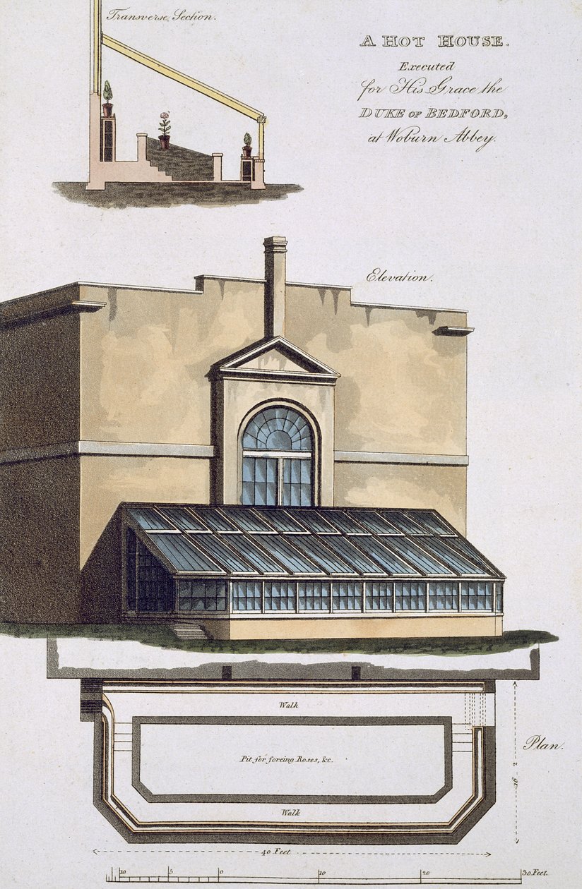 Uma casa quente executada por sua graça, o duque de Bedford na Abadia de Woburn, 1806 de English School
