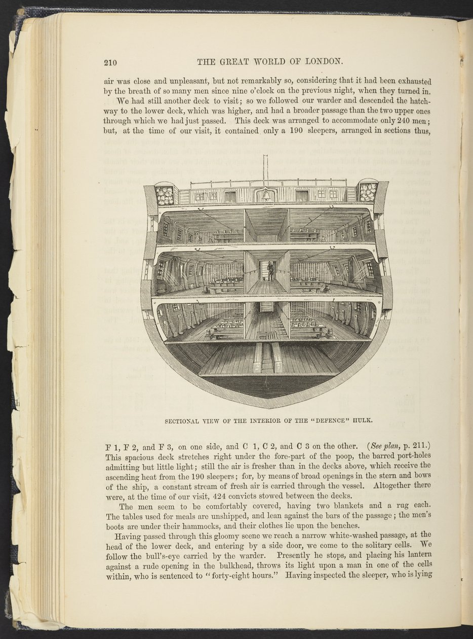 Um Hulk (navio-prisão), de "The Criminal Prisons of London", de Henry Mayhew de English School