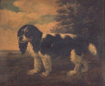 Um Rei Charles Spaniel em uma Paisagem de English School