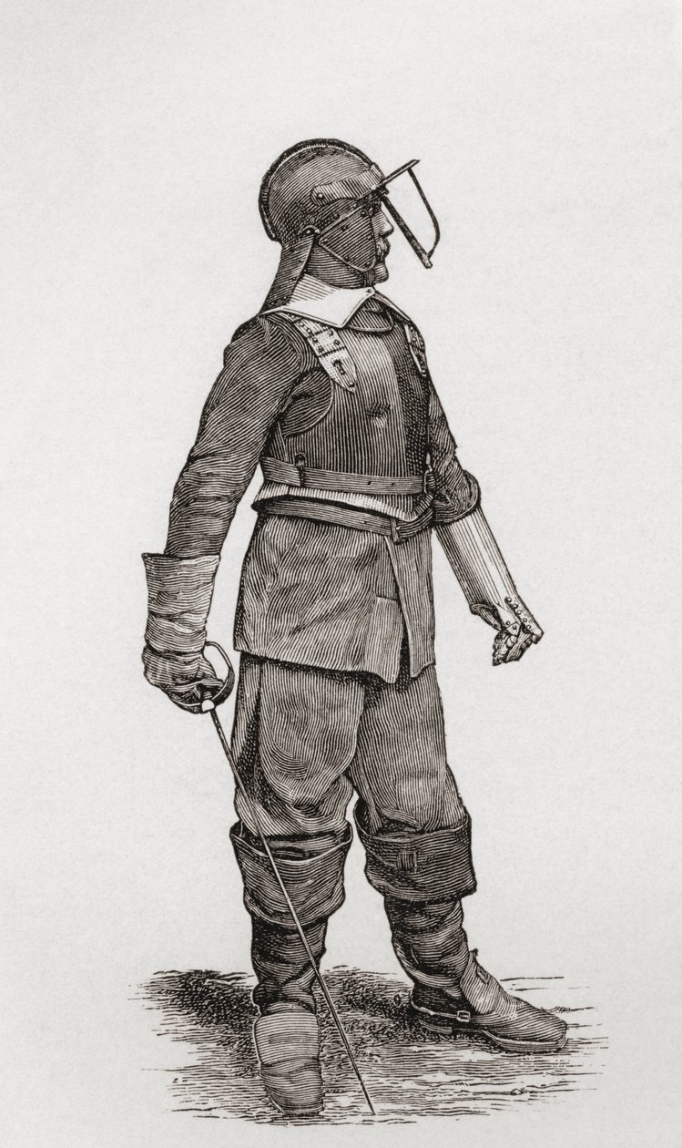 Um Cavaleiro Leve da época de Oliver Cromwell, de "Uma Breve História do Povo Inglês", de JR Green, publicado em 1893 de English School