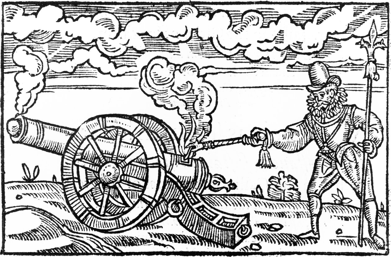 Um Pikeman acendendo um canhão de English School