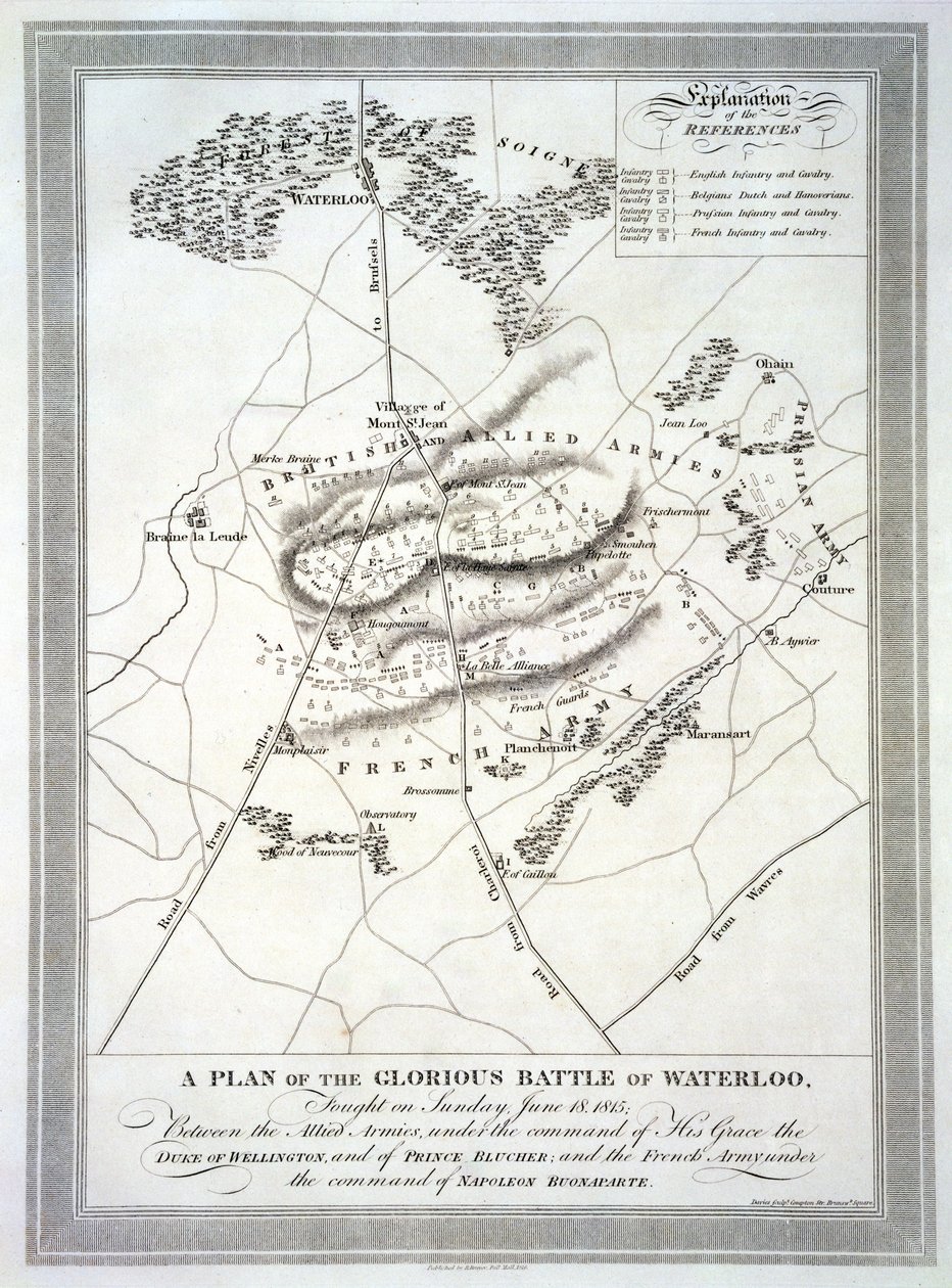 Um Plano da Batalha Gloriosa de Waterloo de English School