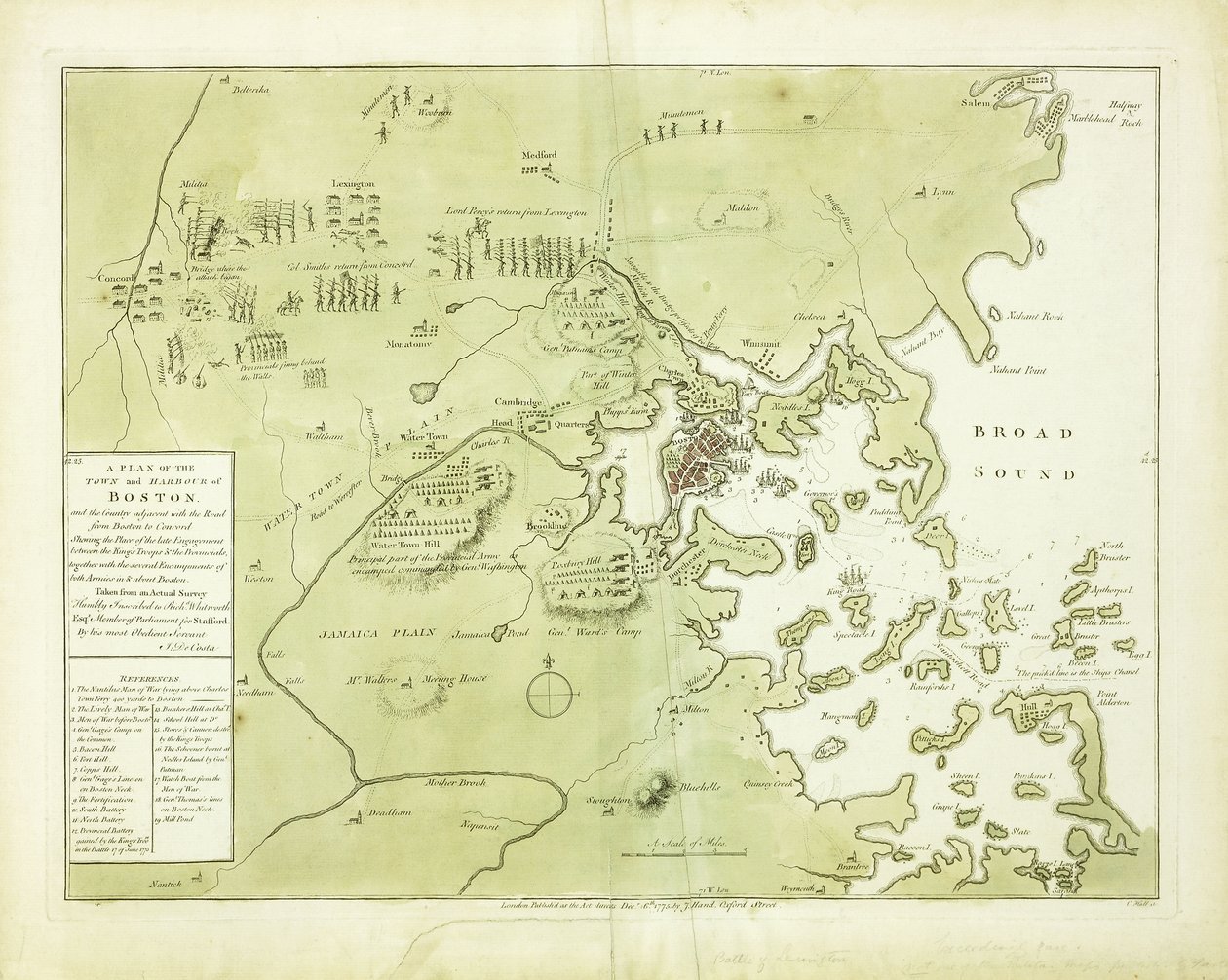 Um plano da cidade e do porto de Boston e do país adjacente " de English School