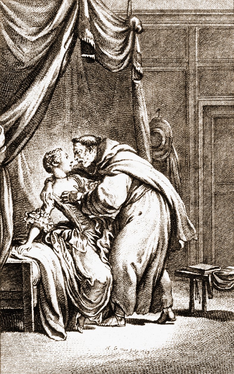 Um padre abordando uma mulher de English School