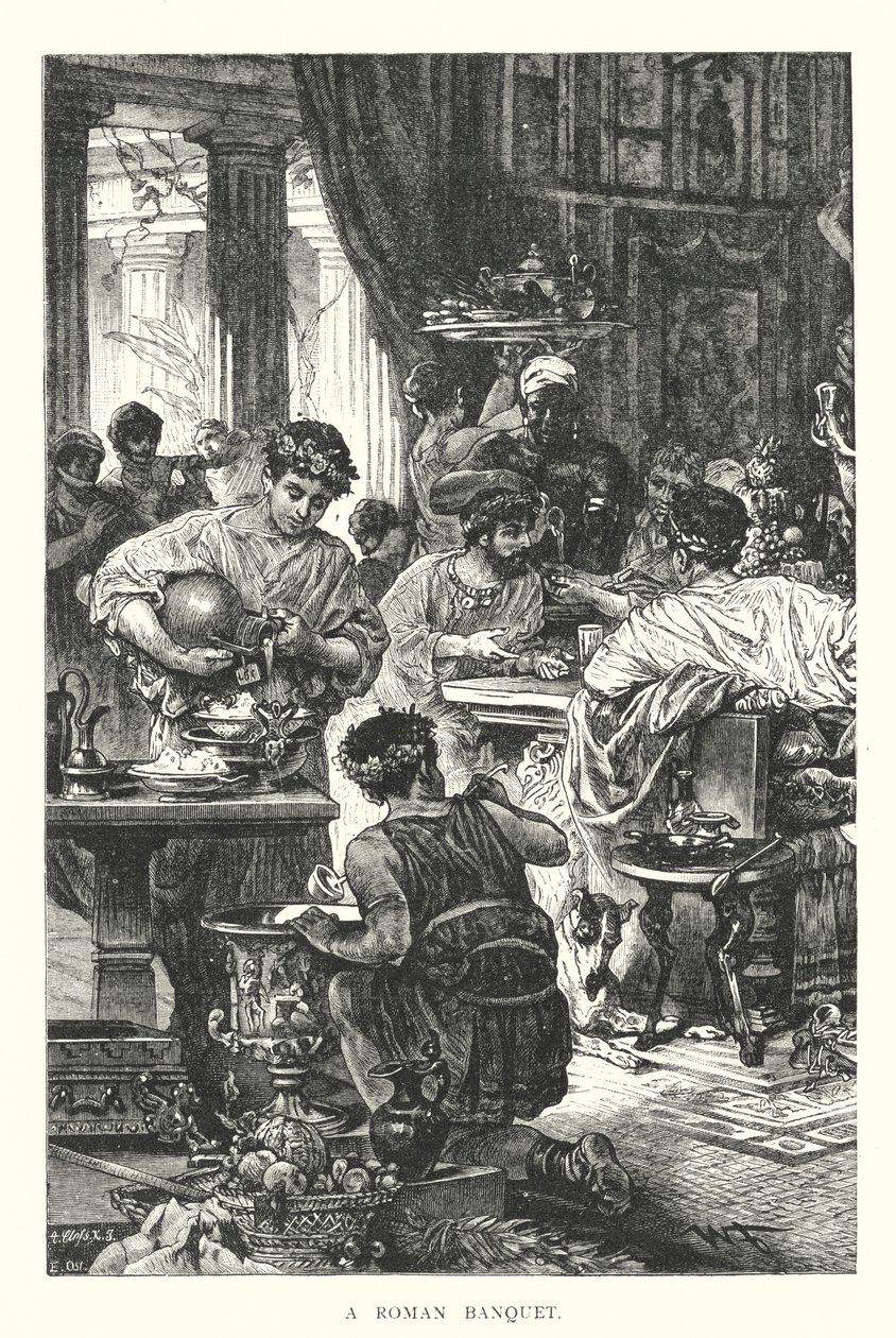 Um banquete romano (gravura) de English School