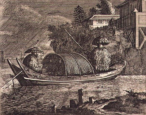 Um Pequeno Barco Chinês à Chuva, ilustração de uma descrição das embaixadas na China de English School