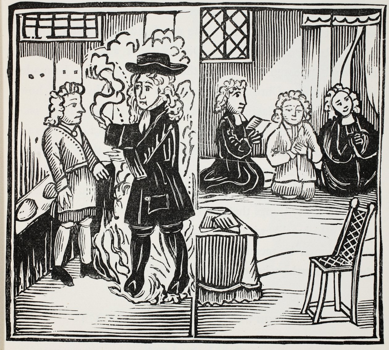 Um aviso terrível e Seasonable aos homens novos, ilustração dos Chap-livros do século XVIII por John Ashton, bar. 1882 de English School