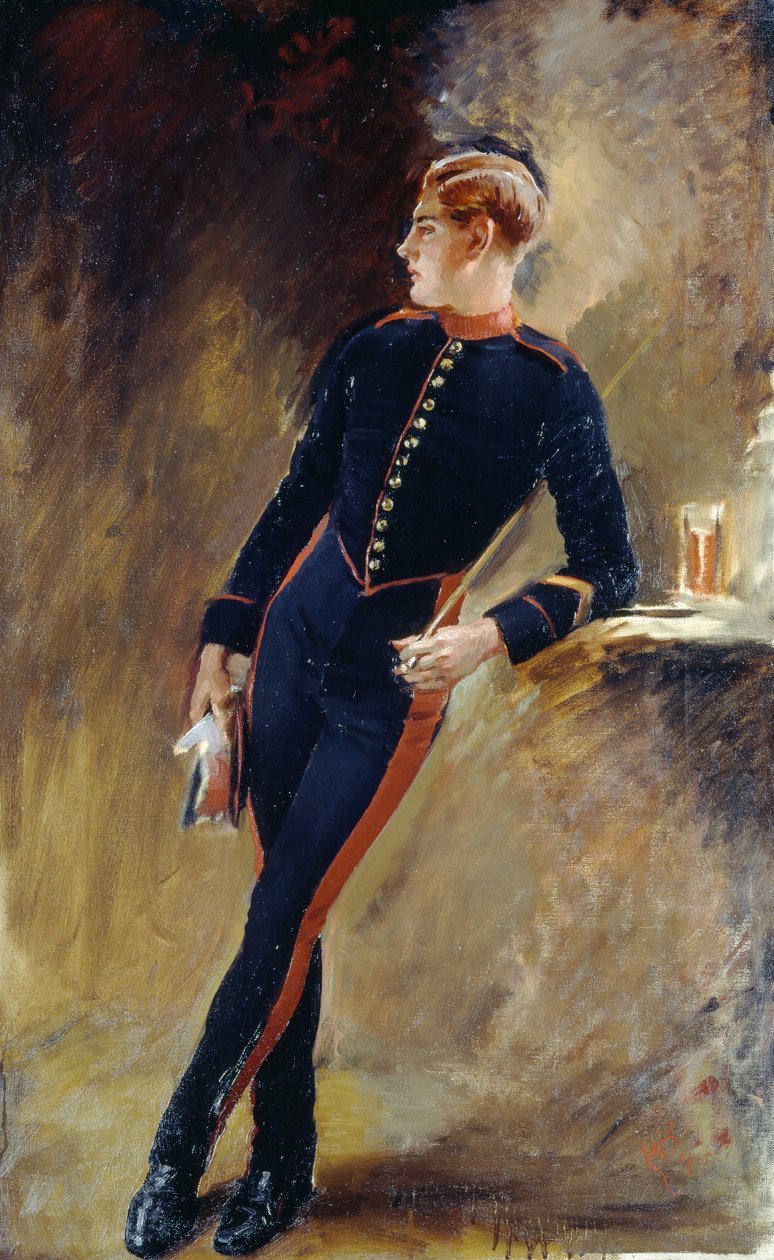 Um policial da guarda real em vestido estável, 1915 de English School