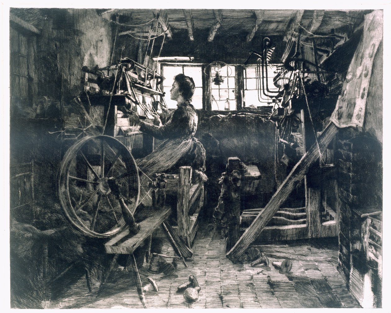Um loft típico dos tecelões da antiga revolução industrial de English School