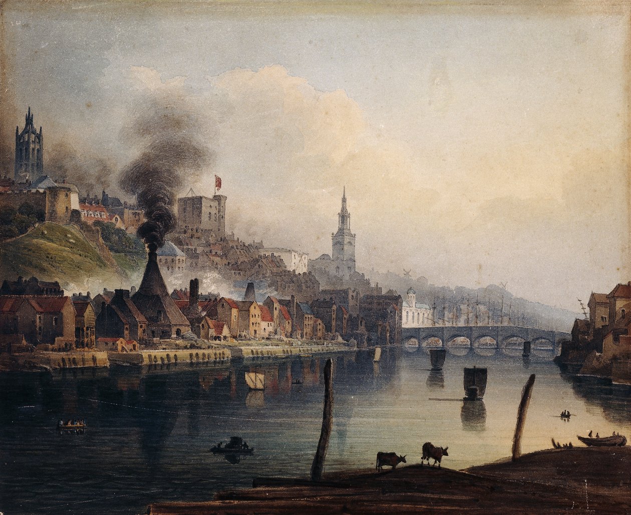 Uma vista de Newcastle do rio Tyne, c.1810 de English School