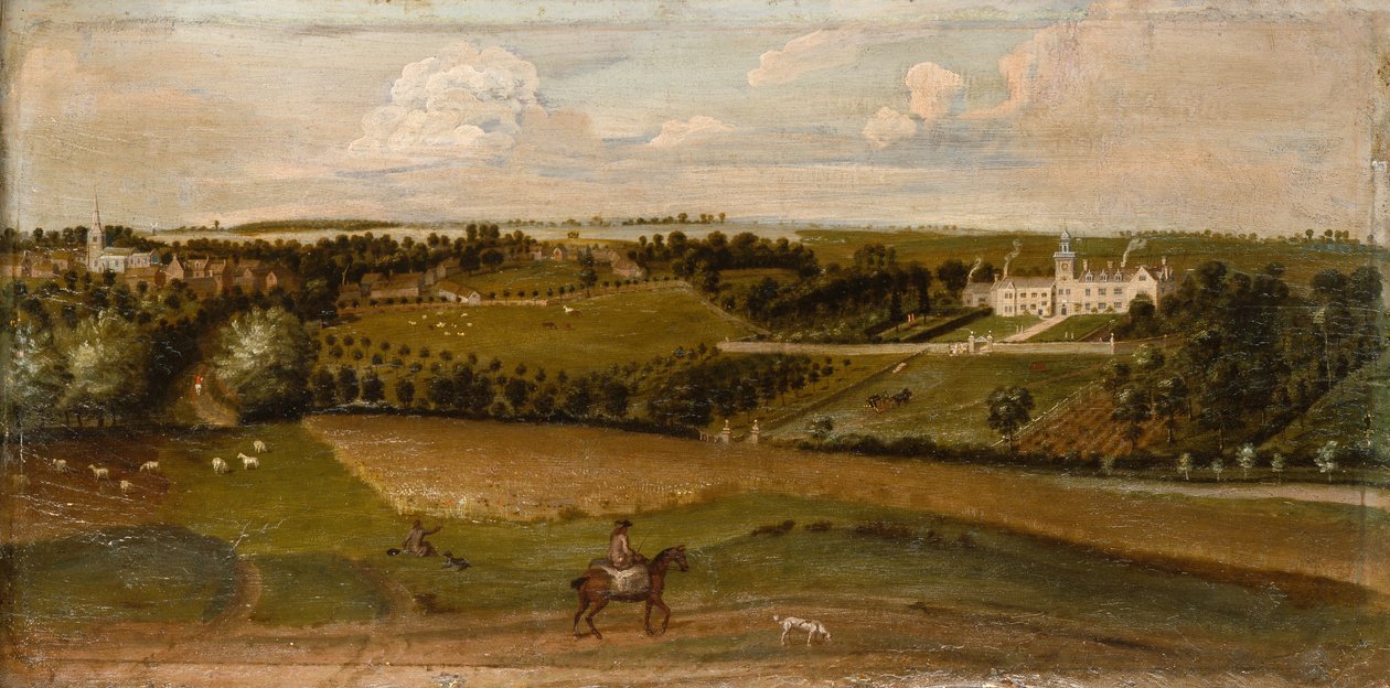 Uma Vista do Walgrave Hall (petróleo) de English School