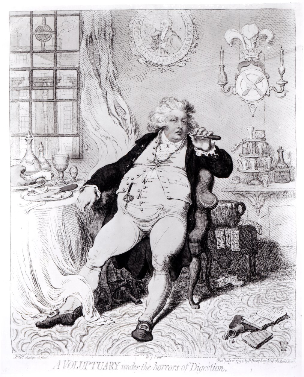 Um Voluptuary sob os horrores da digestão, publicado em 1792 de English School