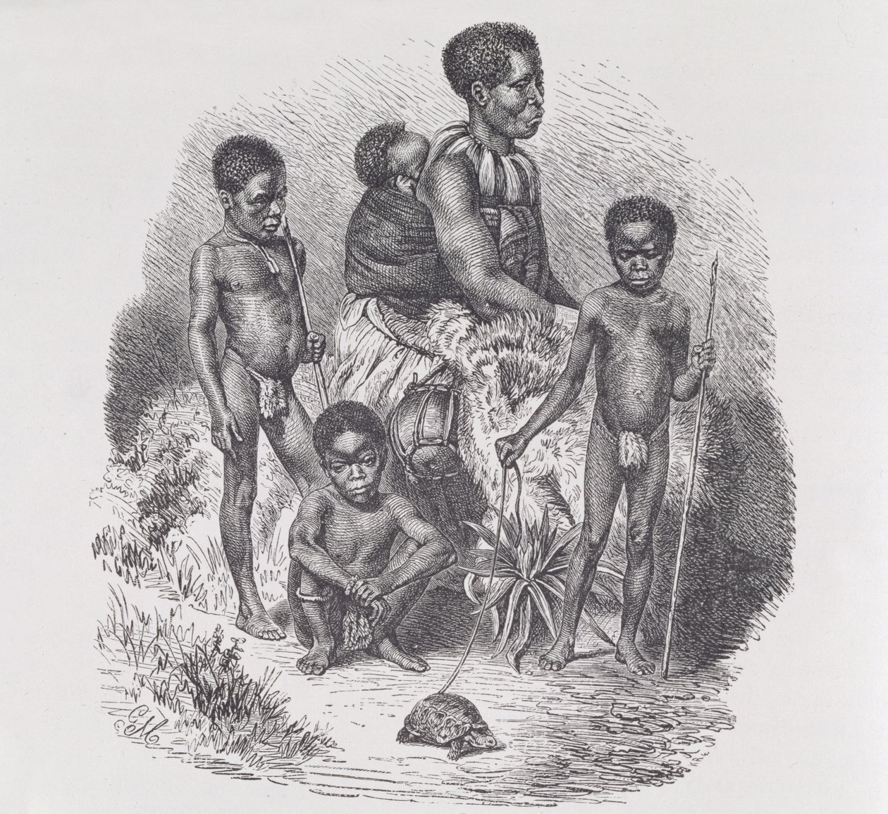 Uma família Zulu, de &39;The History of Mankind&39;, Vol. 1, do Prof. Friedrich Ratzel, 1896 de English School