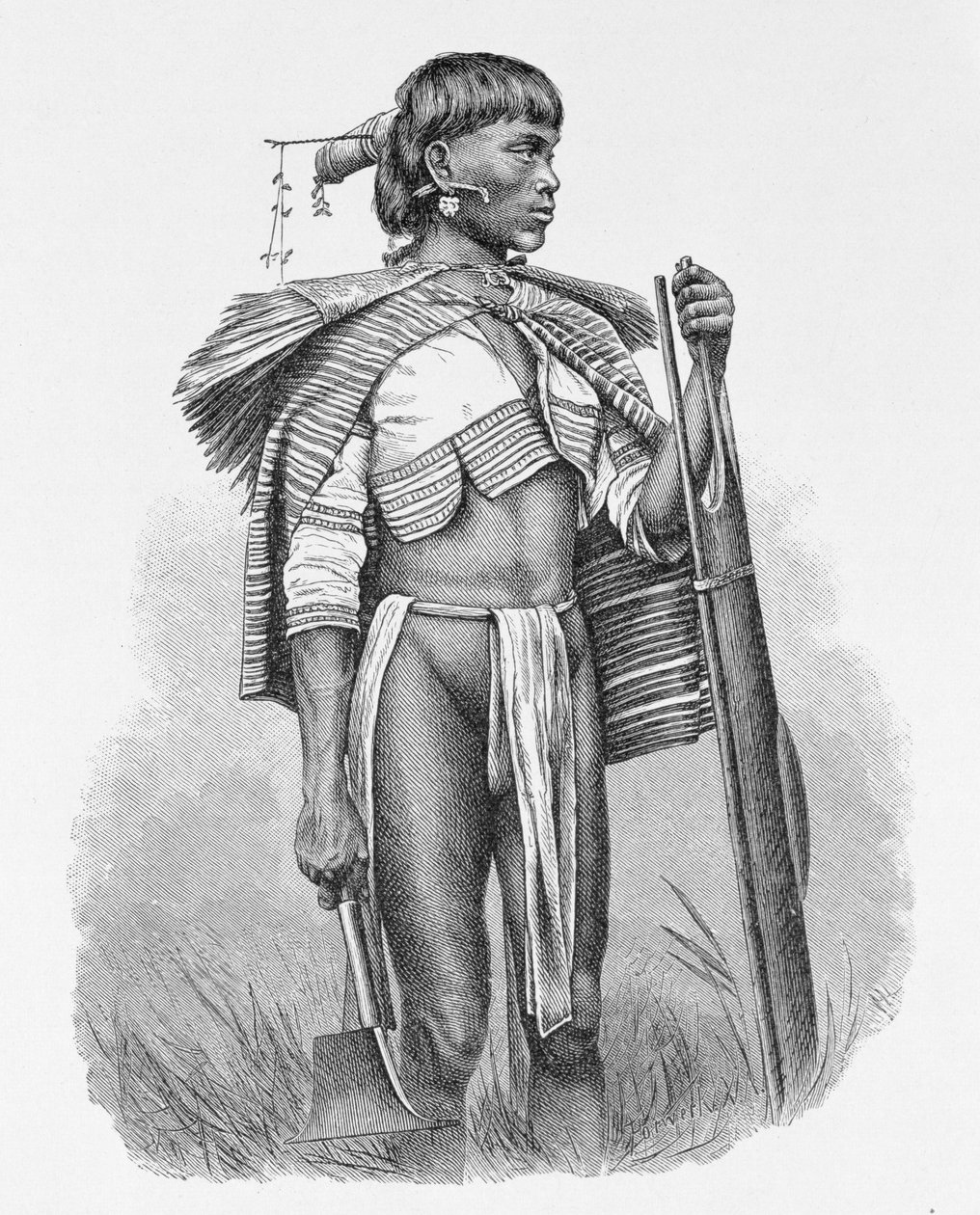 Uma calinga de Luzon nas Filipinas, de "The History of Mankind", Vol.1, do Prof. Friedrich Ratzel, 1896 de English School