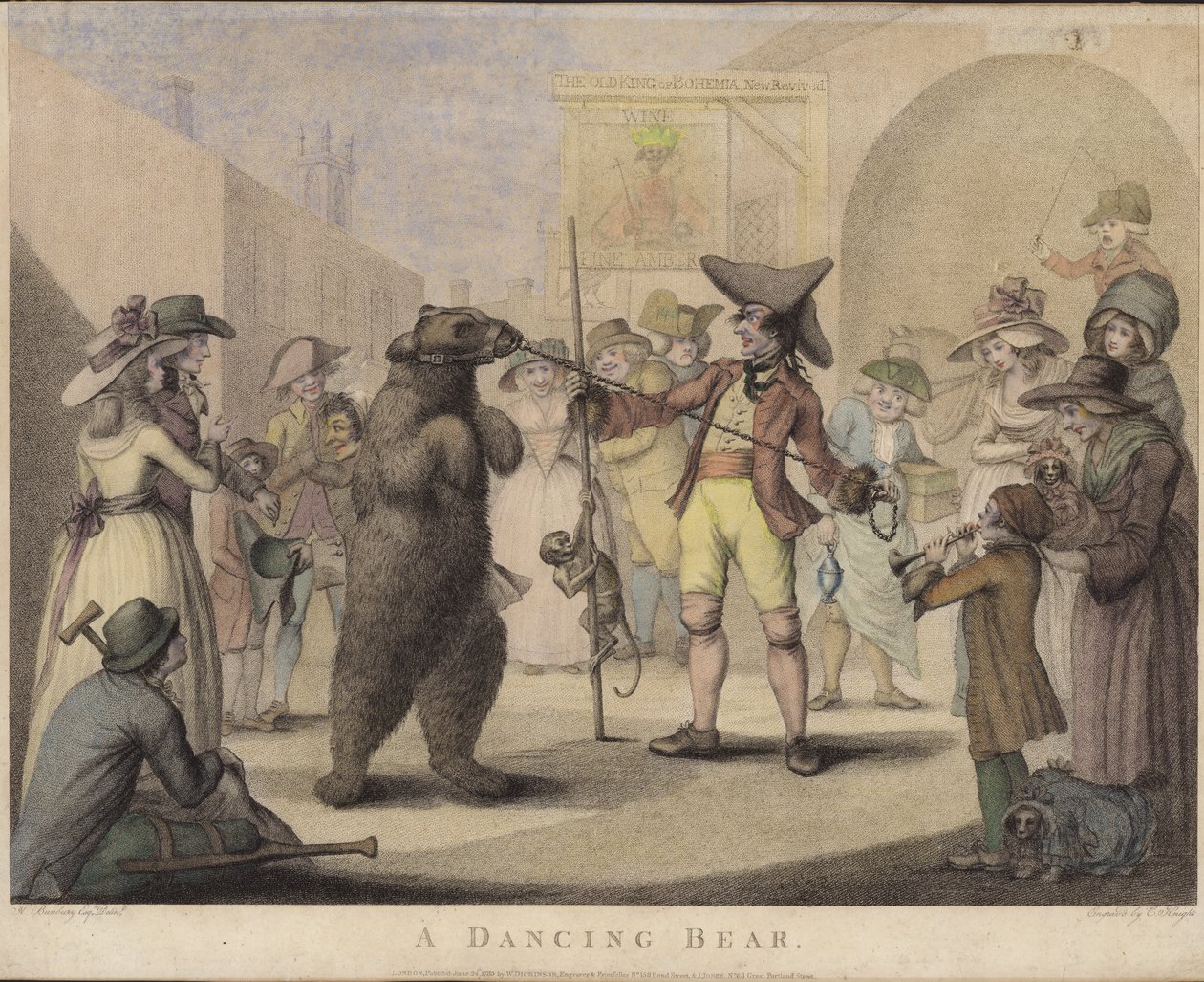 Um urso a dançar (gravura a cores) de English School
