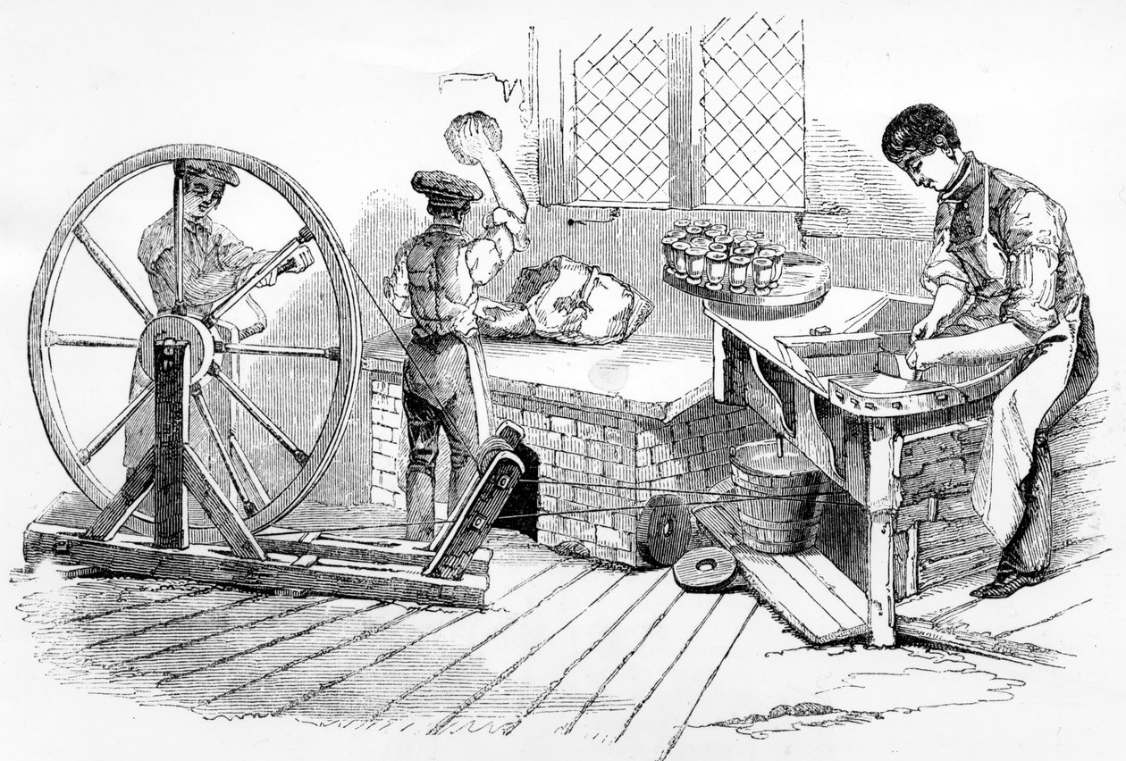 Um dia nas obras da Royal Porcelain, Worcester, 1843 de English School