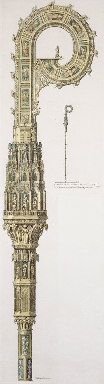 Uma elevação geométrica do crozier de William of Wykeham (c.1320-1404) publicou 1785 de English School
