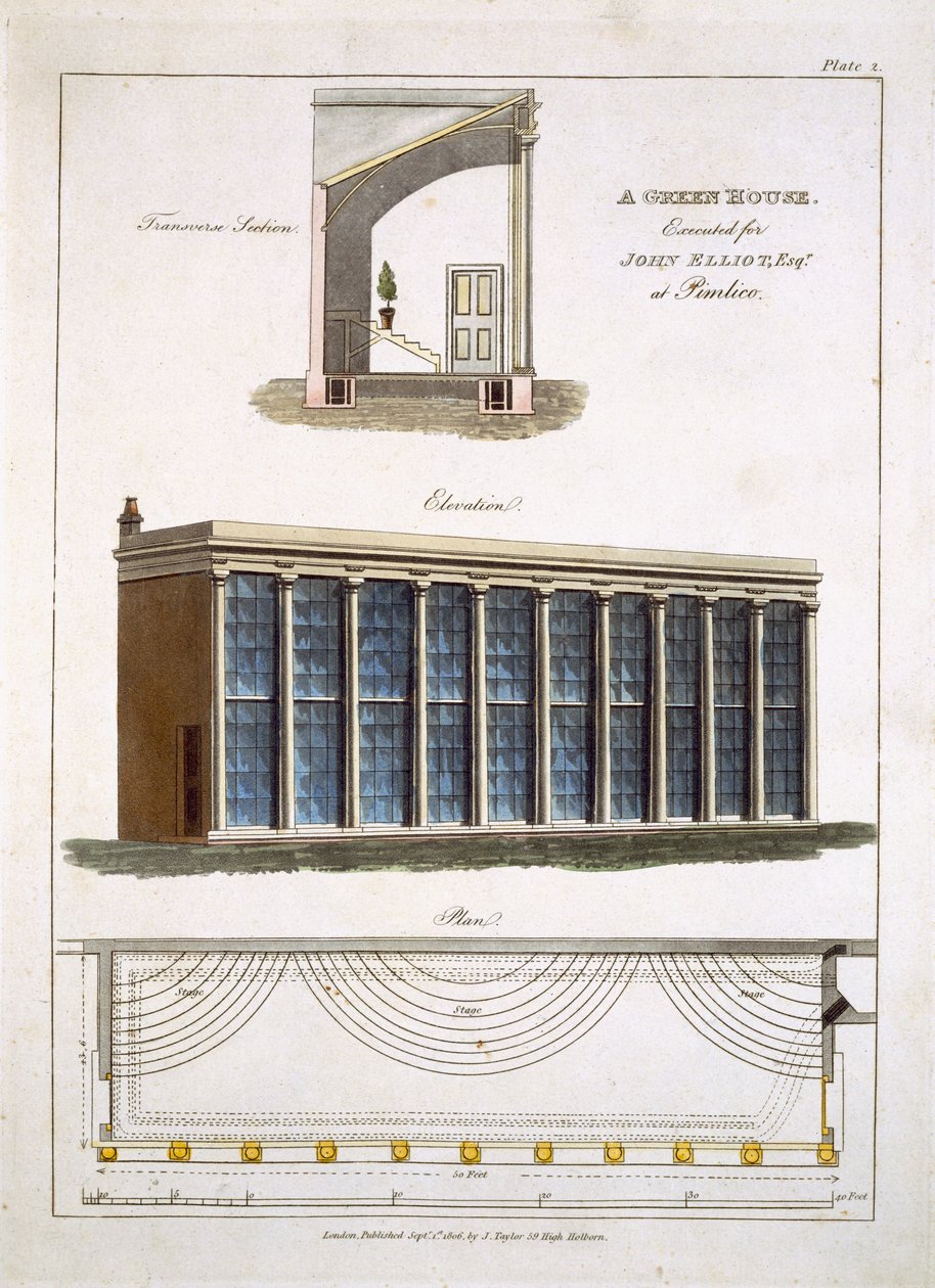 Uma estufa para John Elliott em Pimlico, Londres, 1806 de English School