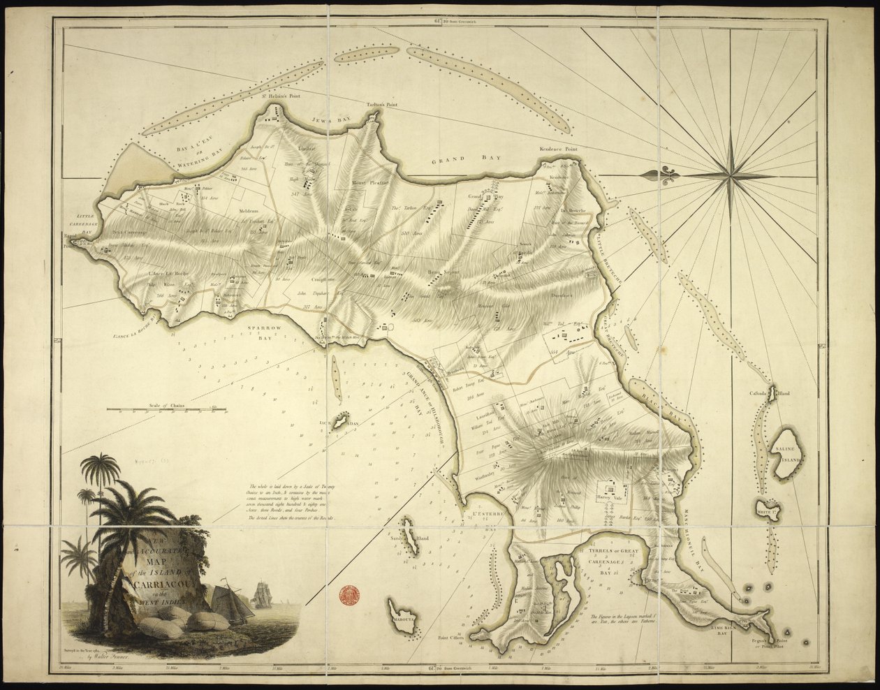 Um novo e preciso Mapa da Ilha de Carriacou nas Índias Ocidentais de English School