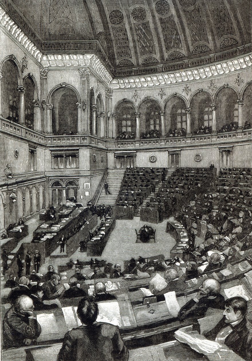 Uma noite sentada na Câmara dos Deputados italiana, de &39;Leisure Hour&39;, 1891 de English School