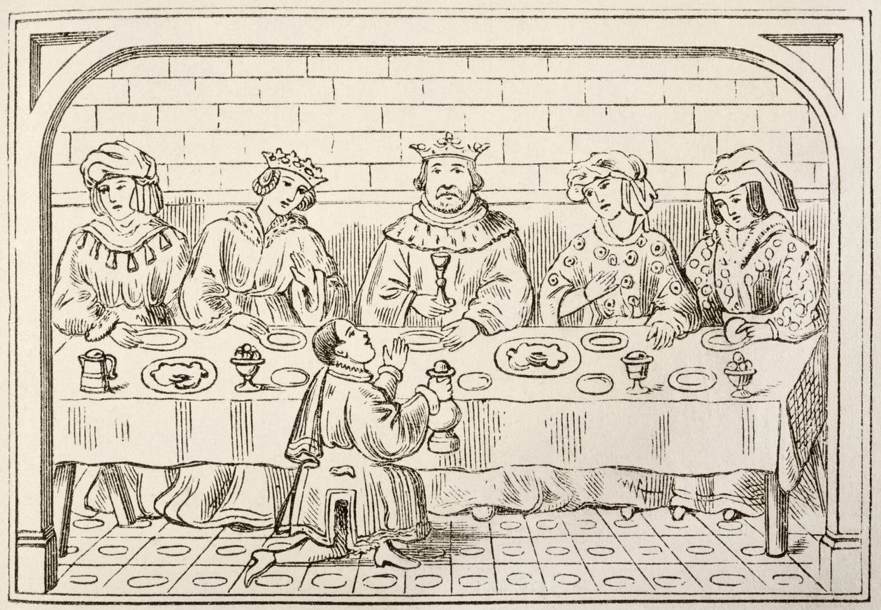 Um banquete real, da história nacional e doméstica da Inglaterra por William Hickman Smith Aubrey (1858-1916) publicou Londres, c.1890 de English School